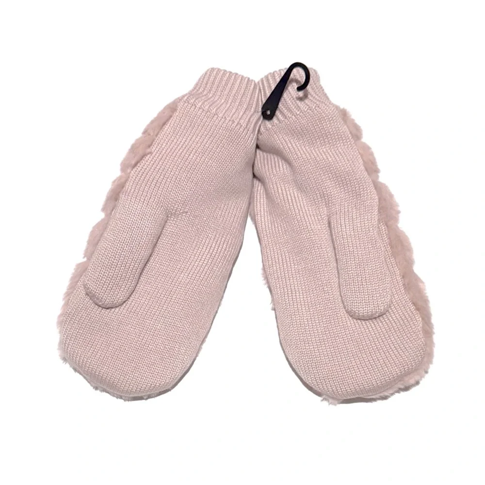 UGG Pink Lush Faux Fur Mittens NWT